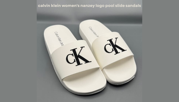 calvin klein women's nanzey logo pool slide sandals